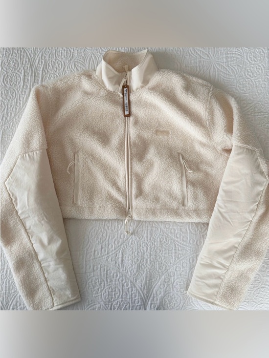 SKIMS Jackets & Blazers - SKIMS Teddy Funnel Cropped Jacket Color Ecru Size Large NWT